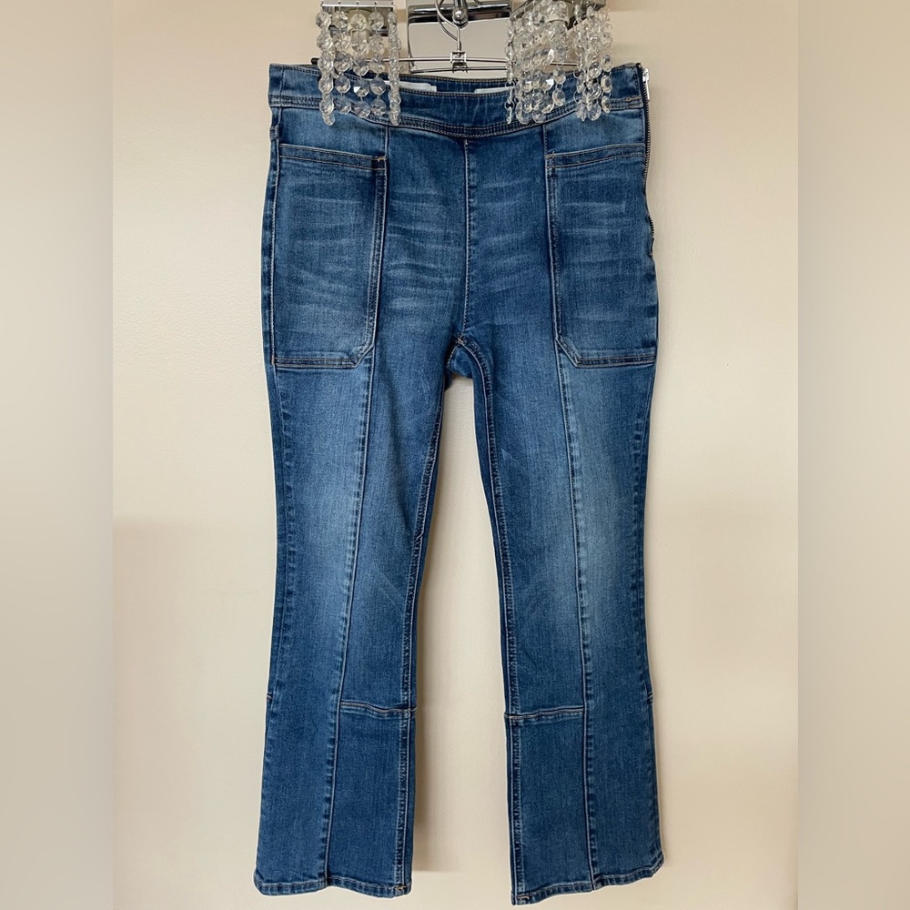 Pilcro and the Letterpress Women's Flare Jeans in Mid Blue Wash